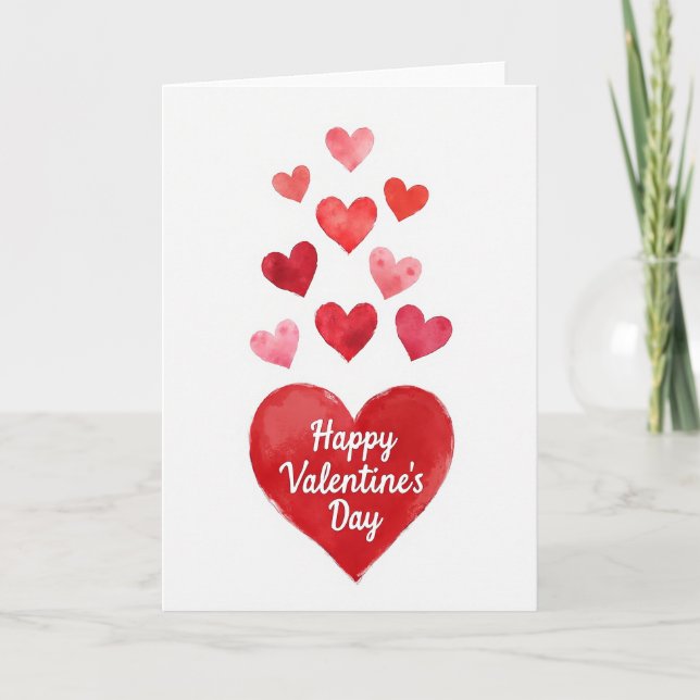 Happy Valentines Day Hearts Card (Front)