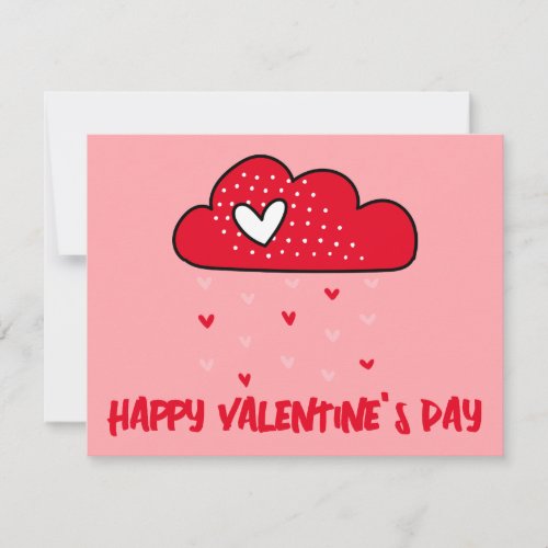 Happy Valentines Day  Hearts Clouds  Rain Note Card