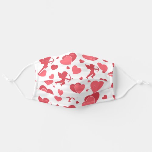 Happy Valentines Day  Hearts  Cupids Adult Cloth Face Mask
