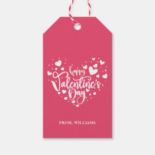 Happy Valentines Day Hearts Cute Red Gift Tag