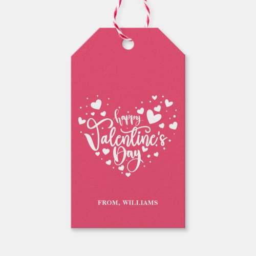 Happy Valentines Day Hearts Cute Red Gift Tag