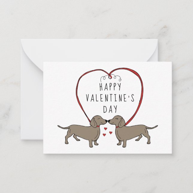 Happy Valentine's Day | Hearts & Dachshunds Note Card (Front)