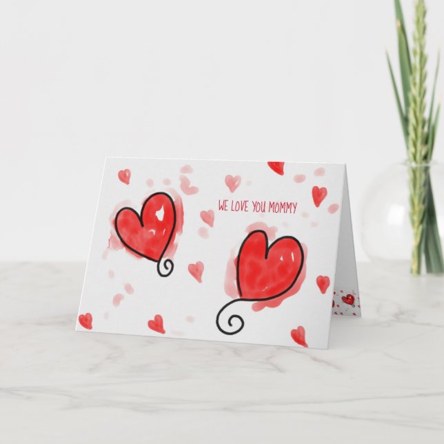 Happy Valentines Day Hearts From Twins To Mom Holiday Card (Front)