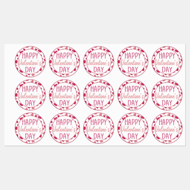 Happy Valentine's Day hearts gift or cookie Labels (Sheet)
