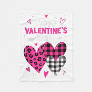 Happy Valentines Day Hearts Girls Women Leopard An Fleece Blanket