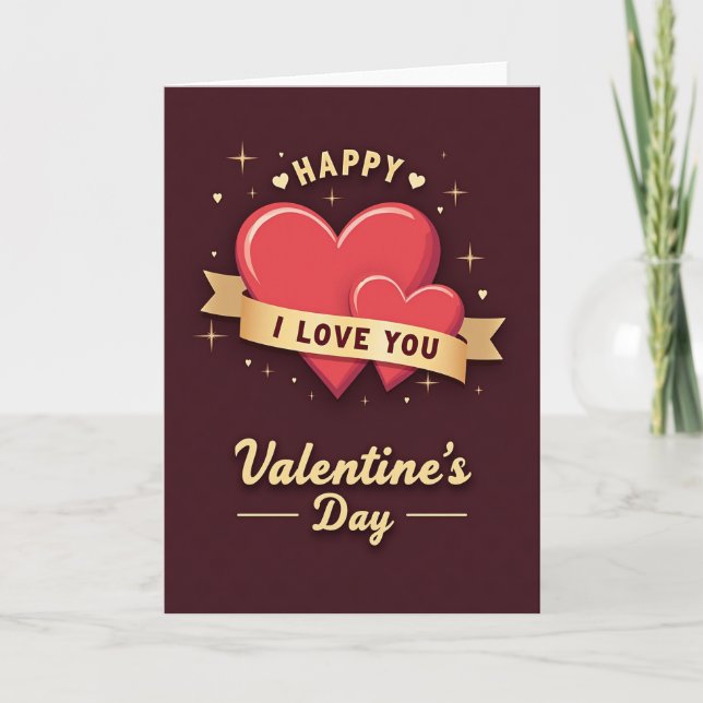 Happy Valentines Day Hearts Love Card (Front)