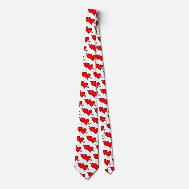 Happy Valentine's Day Hearts Neck Tie (Front)