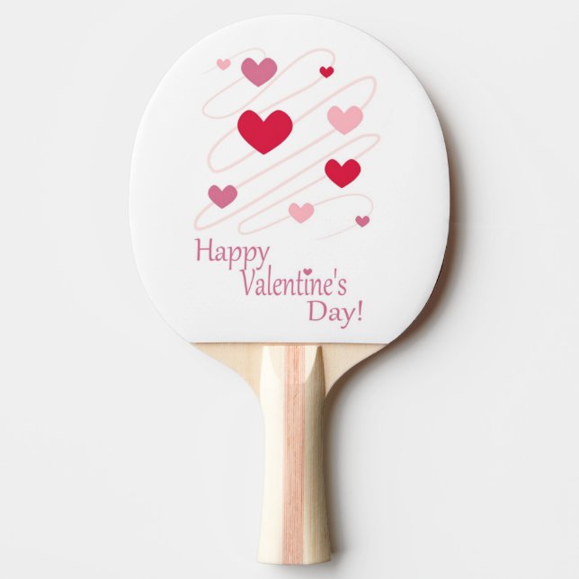 "HAPPY VALENTINE'S DAY" HEARTS PING PONG PADDLE (Front)