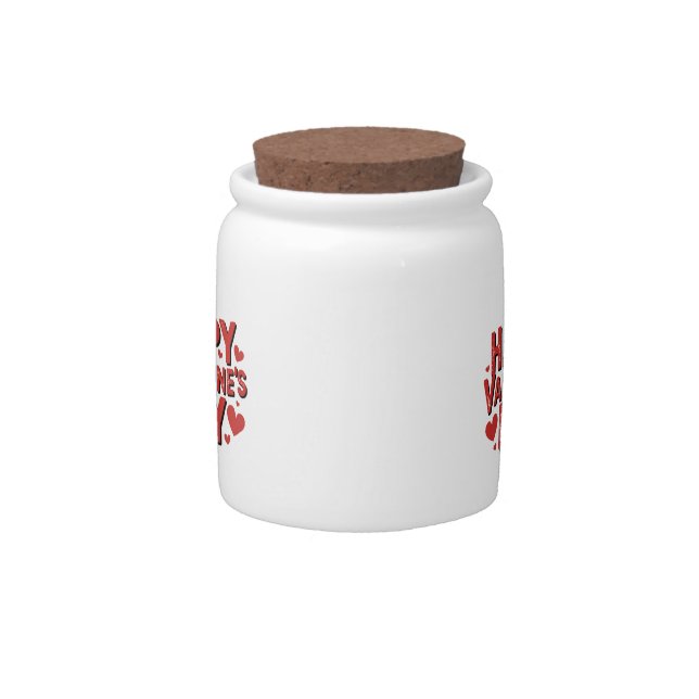 Happy Valentine's Day Hearts Romantic Candy Jar (Front)