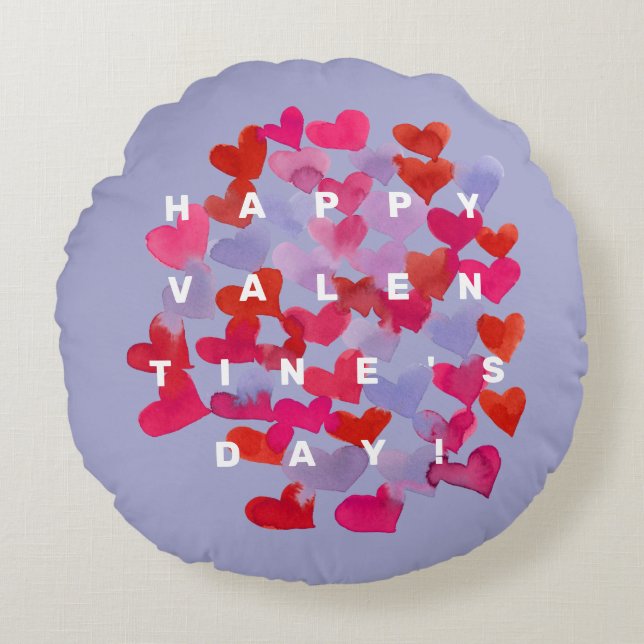 Happy Valentine's Day hearts round Pillow (Front)