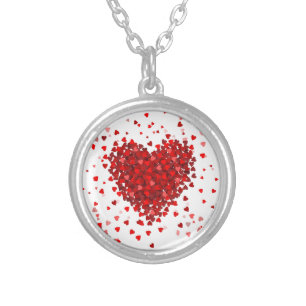 happy valentines day hearts silver plated necklace