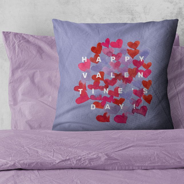 Happy Valentine's Day hearts Throw Pillow (Creator Uploaded)