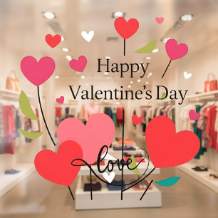 Happy Valentine's Day Hearts Window Cling