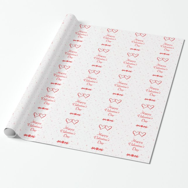 Happy Valentine's Day Hearts Wrapping Wrapping Paper (Unrolled)