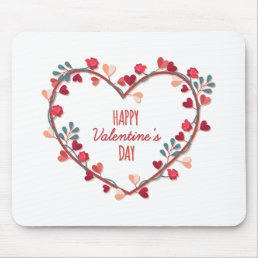 Happy Valentine&#39;s Day Hearts Wreath | Mousepad