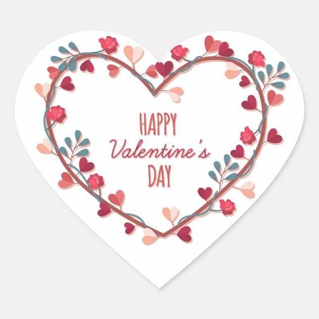 Happy Valentine's Day Hearts Wreath | Sticker (Front)