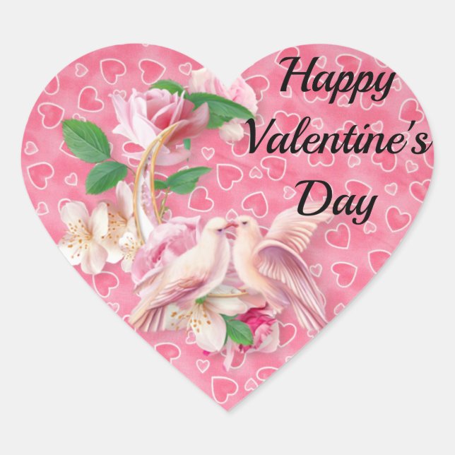 Happy Valentine's Day Hearts Your Text 20 STICKERS (Front)