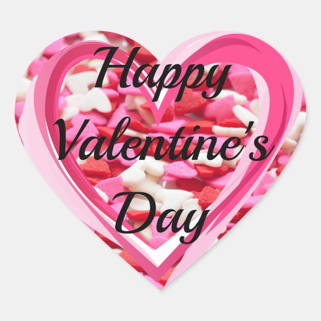 Happy Valentine's Day Hearts Your Text 20 STICKERS (Front)