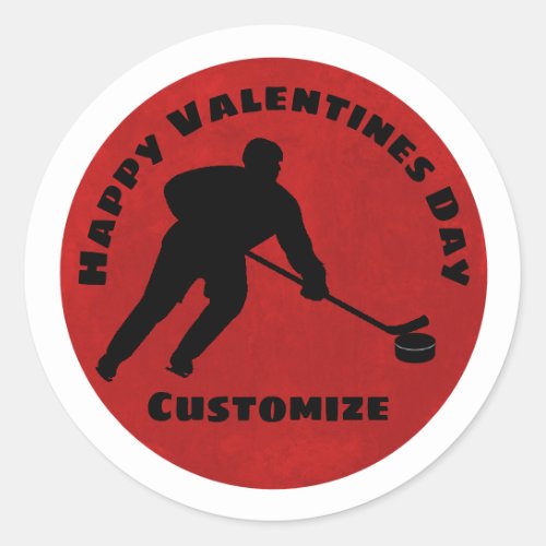 Happy Valentines Day Hockey Player Sticker