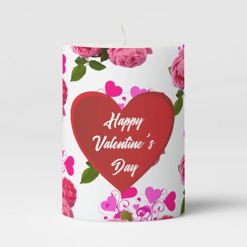 Happy Valentines Day Holiday Home Decor Pillar Candle