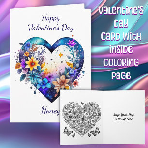 Happy Valentine's Day Honey Coloring Page Card