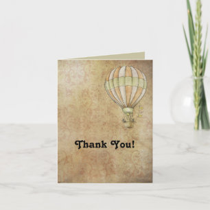 Happy Valentine's Day Hot Air Balloon Steampunk Letterpress Thank You Card