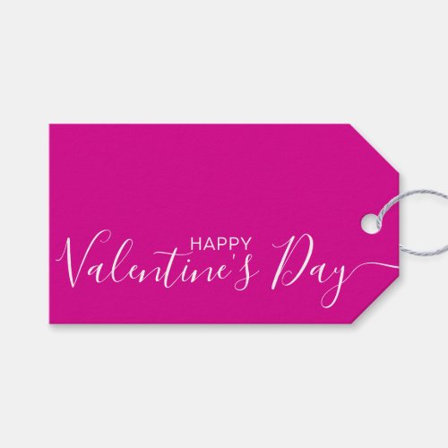 Happy Valentines Day Hot Pink White Modern Gift Tags