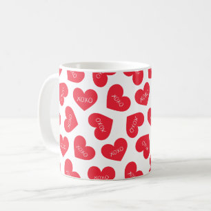 Happy Valentines Day Hugs and Kisses Modern Coffee Mug