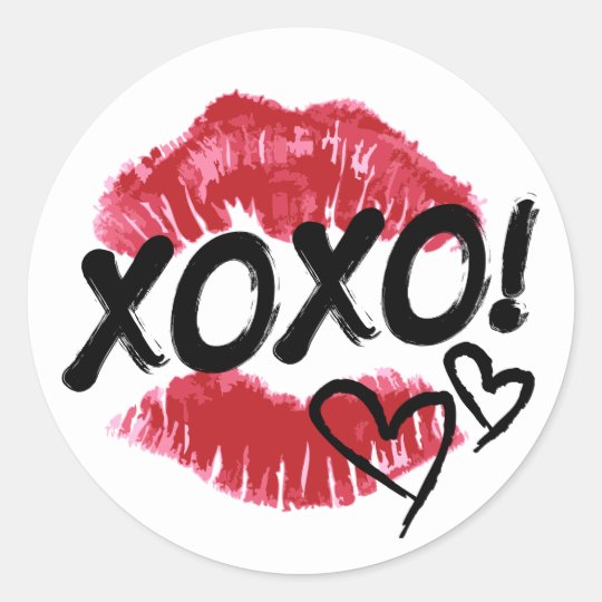 Happy Valentine's Day Hugs & Kisses Classic Round Sticker