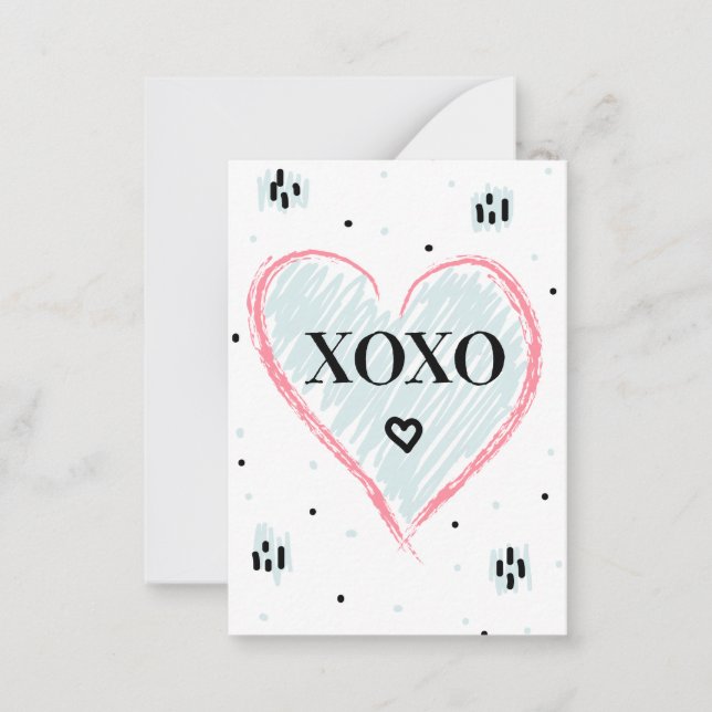 Happy Valentine's Day | Hugs & Kisses Note Card (Front)