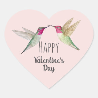 Happy Valentine's Day Hummingbirds   Heart Sticker