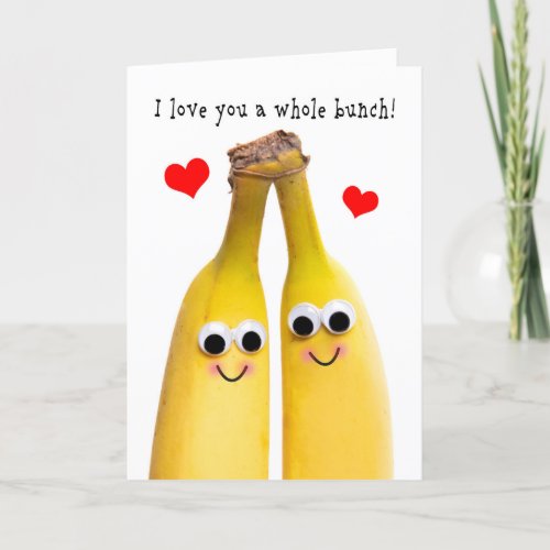 Happy Valentines Day I Love You Banana Humor  Holiday Card