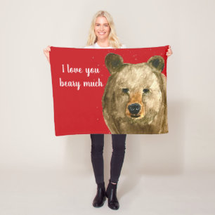Happy Valentine's Day I love you beary much Fleece Blanket