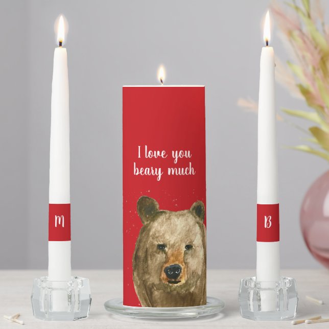 Happy Valentine's Day I love you beary much Unity Candle Set (In Situ)