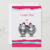Happy Valentine's Day! I Love You! Cute Sheeps Holiday Card