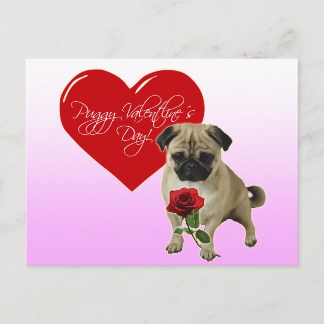 Happy Valentine's Day - I love you - Pug Postcard (Front)