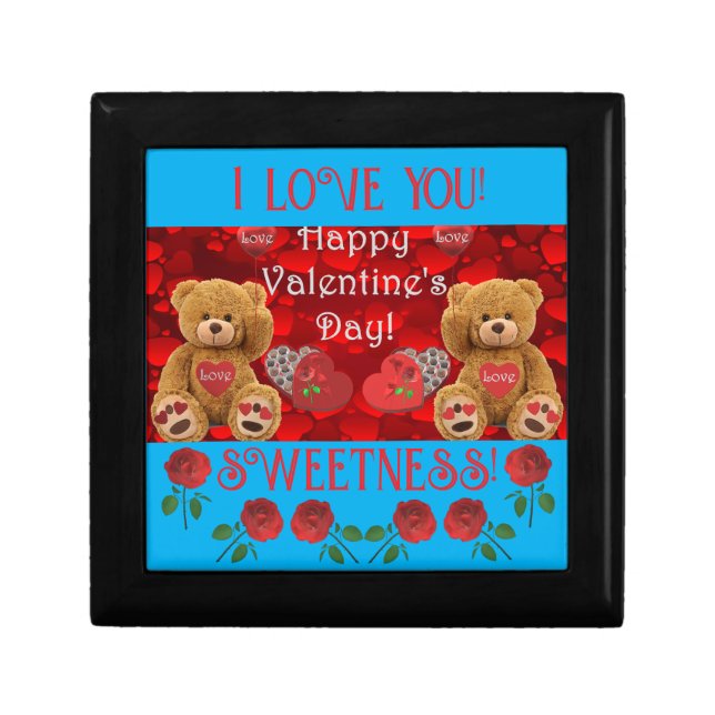 Happy Valentine's Day I love you Roses Hearts Gift Box (Front)