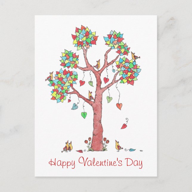 Happy Valentine's Day Illustrated Holiday Postcard (Front)