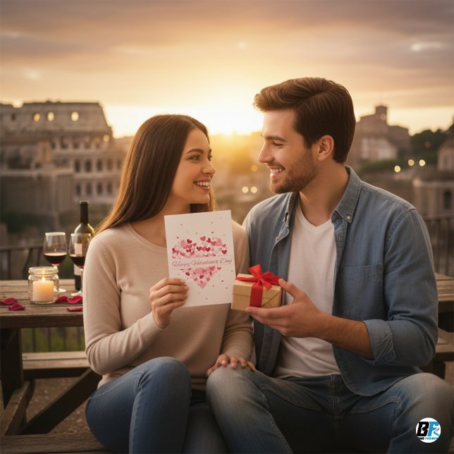 Happy Valentine's Day ( in elegant pink script ) Holiday Card (Creator Uploaded)