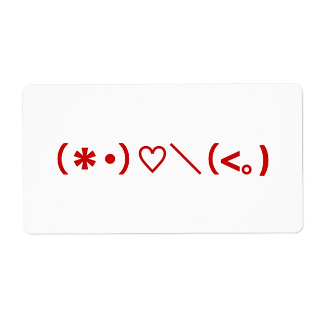 Happy Valentine's Day / Japanese Emoticons Label (Front)