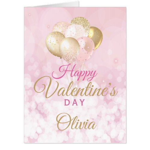 Happy Valentines Day Jumbo Pink Glamorous Card