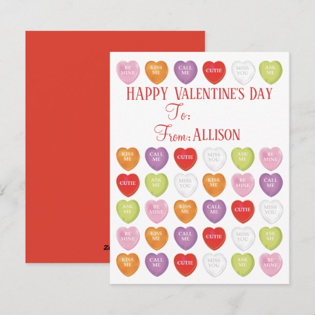 Happy Valentine's Day Kids Classroom Cute Holiday Card (Front/Back)