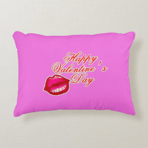 Happy Valentines Day Kiss Decorative Pillow