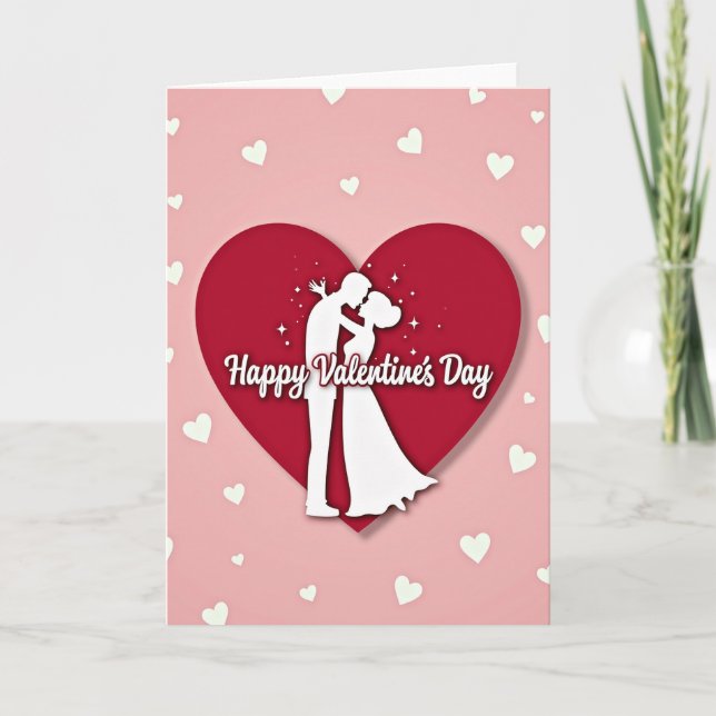 Happy Valentines Day Kissing Couple Card (Front)