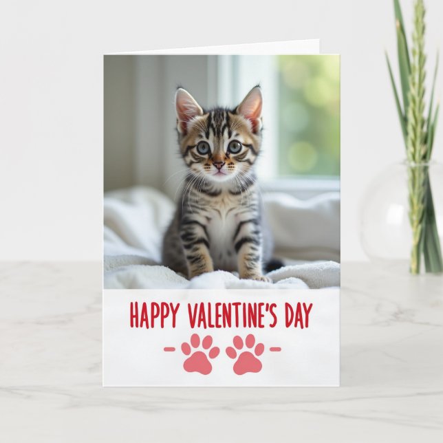 Happy Valentines Day Kitten Card (Front)