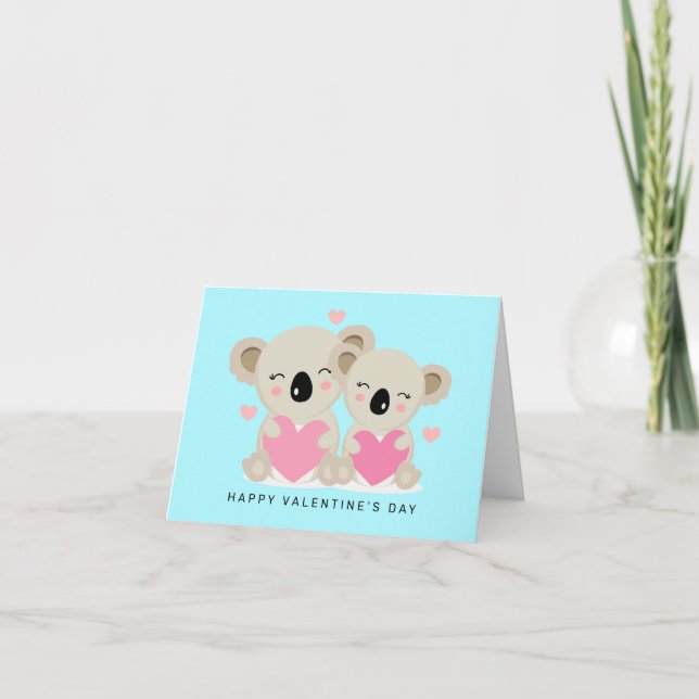 Happy Valentine's Day | Koala Bears Thank You Card (Front)
