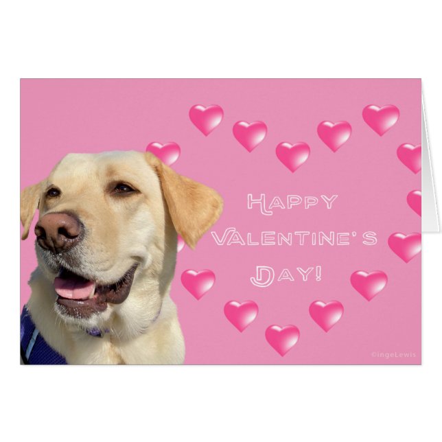 Happy Valentine's Day Lab Dog Hearts Love Card (Front Horizontal)