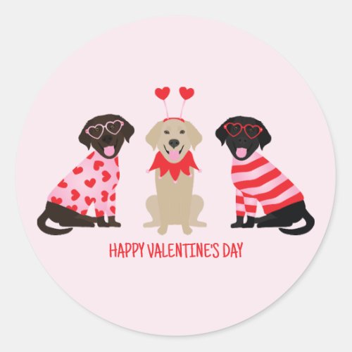 Happy Valentines Day Labrador Retriever Dogs Classic Round Sticker