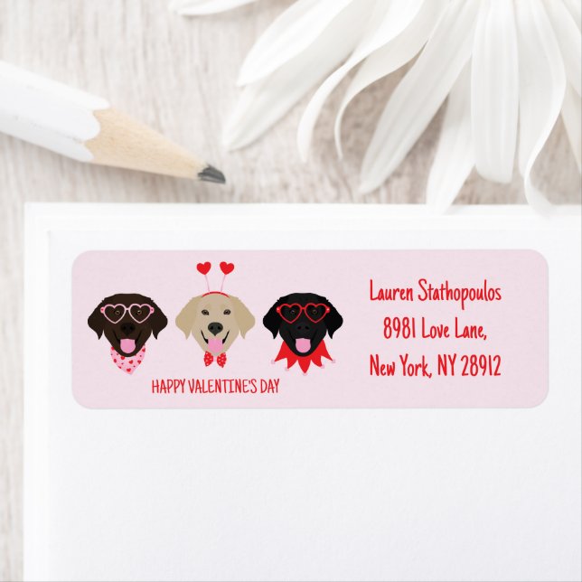 Happy Valentines Day Labrador Retriever Dogs Label (Insitu)