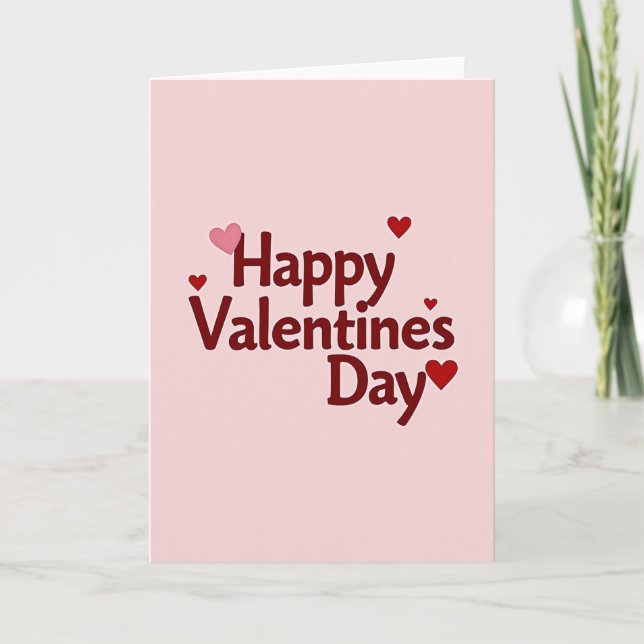 Happy Valentines Day Layered Hearts Card (Front)